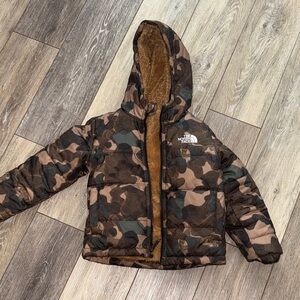 The North Face Brown Camouflage reversible Hooded Jacket